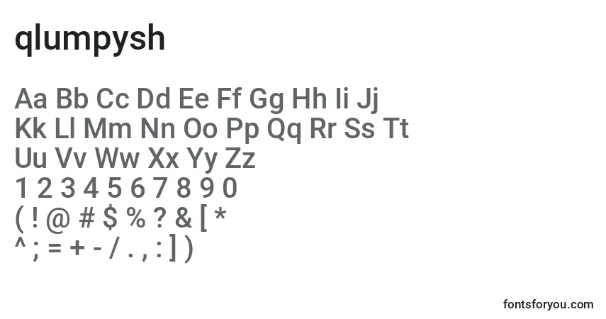 Schriftart Qlumpysh (137626) – Alphabet, Zahlen, spezielle Symbole
