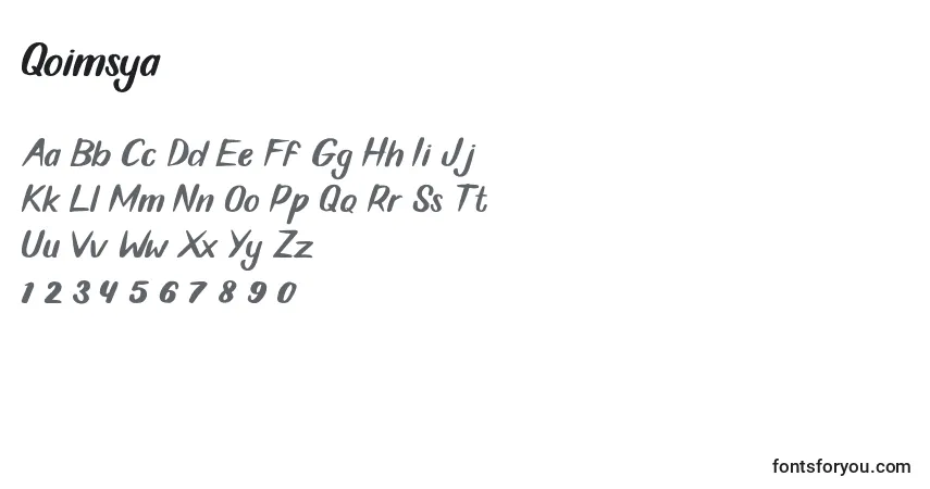 Schriftart Qoimsya – Alphabet, Zahlen, spezielle Symbole