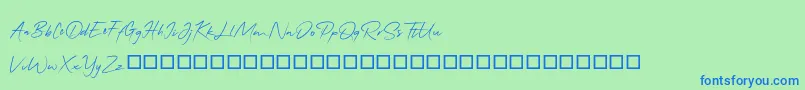 QonitaSignature Font – Blue Fonts on Green Background