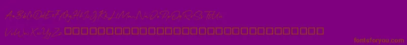 QonitaSignature-Schriftart – Braune Schriften auf violettem Hintergrund