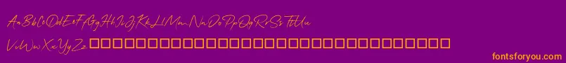 QonitaSignature-Schriftart – Orangefarbene Schriften auf violettem Hintergrund