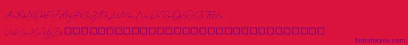 QonitaSignature-Schriftart – Violette Schriften auf rotem Hintergrund