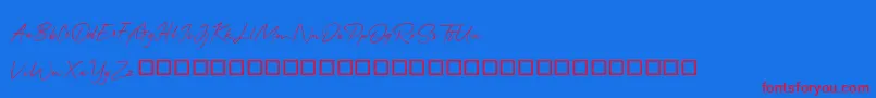 QonitaSignature-Schriftart – Rote Schriften auf blauem Hintergrund