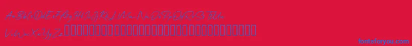 QonitaSignature Font – Blue Fonts on Red Background