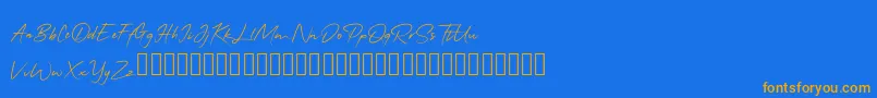 QonitaSignature Font – Orange Fonts on Blue Background