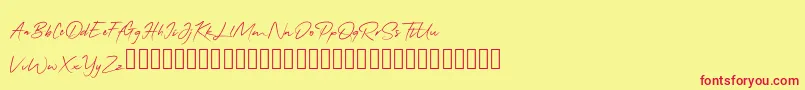 QonitaSignature-Schriftart – Rote Schriften auf gelbem Hintergrund