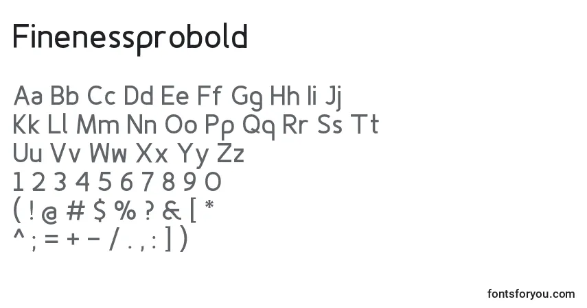 Schriftart Finenessprobold – Alphabet, Zahlen, spezielle Symbole