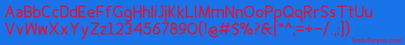 Finenessprobold-Schriftart – Rote Schriften auf blauem Hintergrund