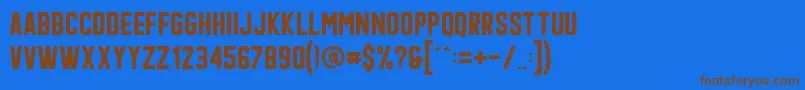 フォントQonquer – 茶色の文字が青い背景にあります。