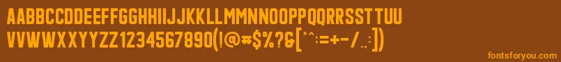 フォントQonquer – オレンジ色の文字が茶色の背景にあります。