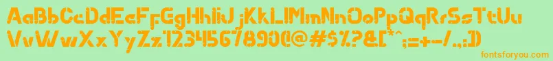 Qoubizza-Schriftart – Orangefarbene Schriften auf grünem Hintergrund