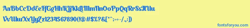 Czcionka Quacker – niebieskie czcionki na żółtym tle
