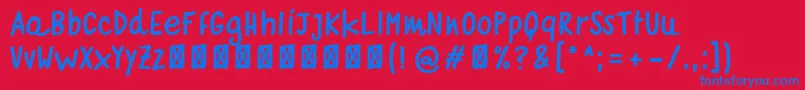 フォントquaderno bianco  bold – 赤い背景に青い文字