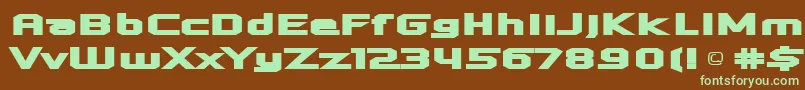 quadrangle-fontti – vihreät fontit ruskealla taustalla