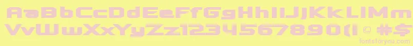 quadrangle-fontti – vaaleanpunaiset fontit keltaisella taustalla