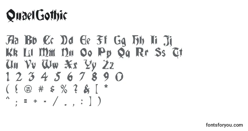 Schriftart QuaelGothic (137638) – Alphabet, Zahlen, spezielle Symbole