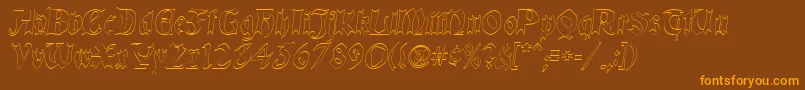 QuaelGothicHollow-Schriftart – Orangefarbene Schriften auf braunem Hintergrund