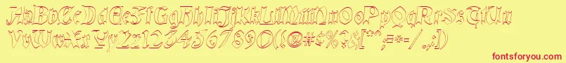 QuaelGothicHollow Font – Red Fonts on Yellow Background