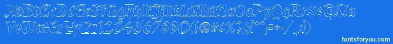 QuaelGothicHollow Font – Yellow Fonts on Blue Background