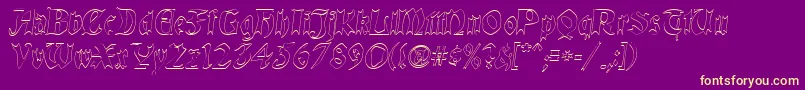 QuaelGothicHollow-Schriftart – Gelbe Schriften auf violettem Hintergrund