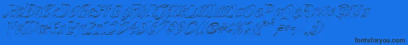 Шрифт QuaelGothicHollowItalics – чёрные шрифты на синем фоне