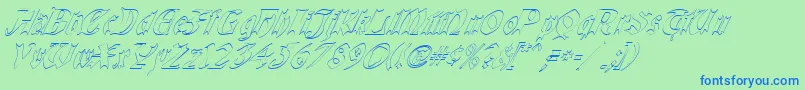 QuaelGothicHollowItalics-fontti – siniset fontit vihreällä taustalla