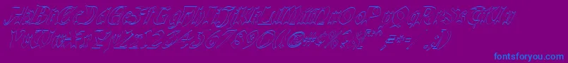 QuaelGothicHollowItalics-Schriftart – Blaue Schriften auf violettem Hintergrund