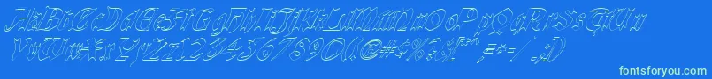 QuaelGothicHollowItalics Font – Green Fonts on Blue Background