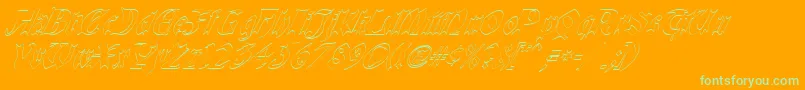 QuaelGothicHollowItalics-Schriftart – Grüne Schriften auf orangefarbenem Hintergrund