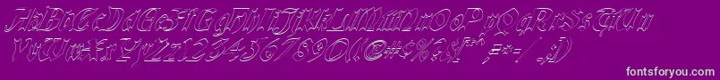 QuaelGothicHollowItalics Font – Green Fonts on Purple Background