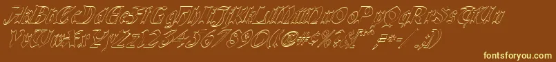 QuaelGothicHollowItalics-Schriftart – Gelbe Schriften auf braunem Hintergrund