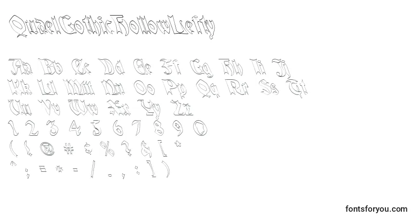 A fonte QuaelGothicHollowLefty (137642) – alfabeto, números, caracteres especiais