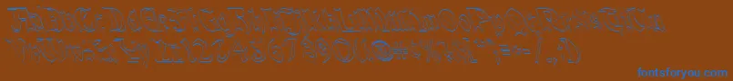 QuaelGothicHollowLefty-Schriftart – Blaue Schriften auf braunem Hintergrund