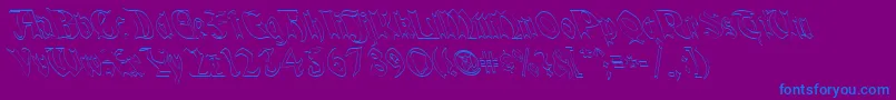 QuaelGothicHollowLefty Font – Blue Fonts on Purple Background