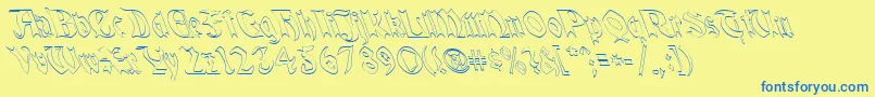 QuaelGothicHollowLefty Font – Blue Fonts on Yellow Background