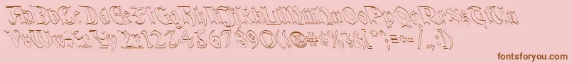 QuaelGothicHollowLefty-Schriftart – Braune Schriften auf rosa Hintergrund