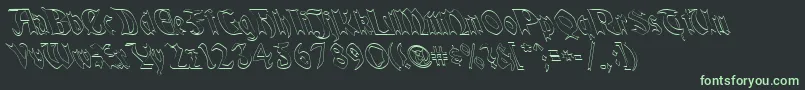 QuaelGothicHollowLefty Font – Green Fonts on Black Background