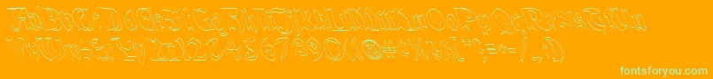 Fonte QuaelGothicHollowLefty – fontes verdes em um fundo laranja
