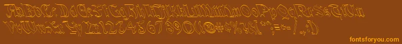 QuaelGothicHollowLefty Font – Orange Fonts on Brown Background