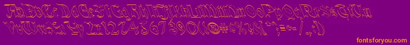 QuaelGothicHollowLefty Font – Orange Fonts on Purple Background