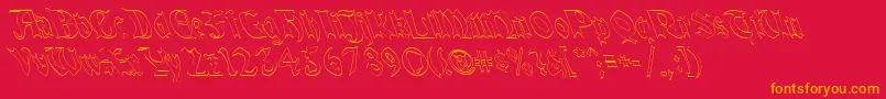 QuaelGothicHollowLefty Font – Orange Fonts on Red Background