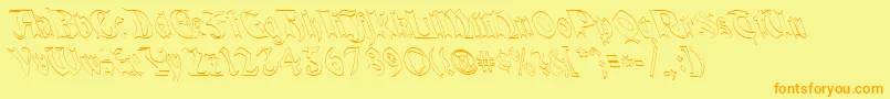 QuaelGothicHollowLefty Font – Orange Fonts on Yellow Background