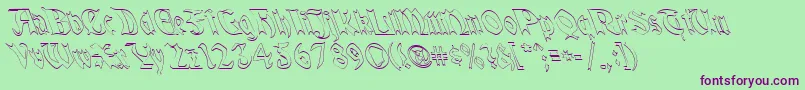 QuaelGothicHollowLefty-Schriftart – Violette Schriften auf grünem Hintergrund