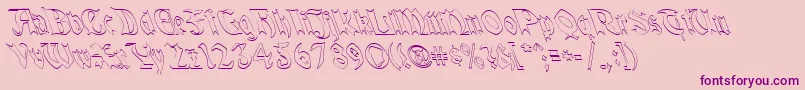 QuaelGothicHollowLefty Font – Purple Fonts on Pink Background