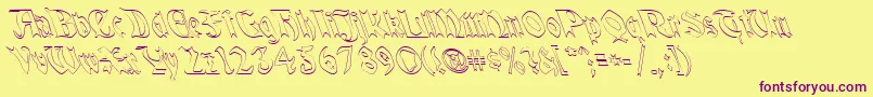 QuaelGothicHollowLefty-Schriftart – Violette Schriften auf gelbem Hintergrund