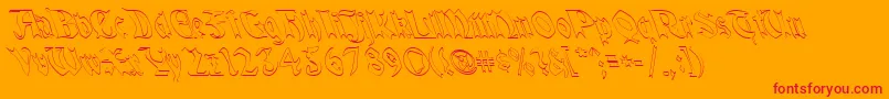 QuaelGothicHollowLefty-Schriftart – Rote Schriften auf orangefarbenem Hintergrund