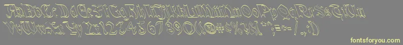 QuaelGothicHollowLefty Font – Yellow Fonts on Gray Background