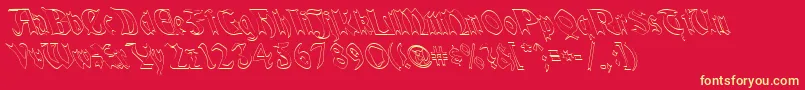 QuaelGothicHollowLefty Font – Yellow Fonts on Red Background