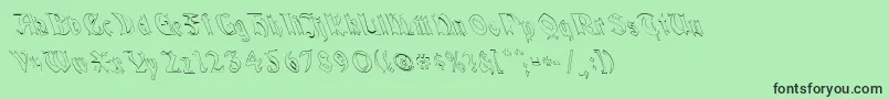 フォントQuaelGothicHollowLeftyCondensed – 緑の背景に黒い文字