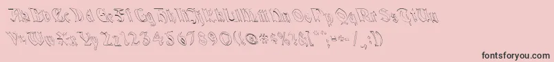 フォントQuaelGothicHollowLeftyCondensed – ピンクの背景に黒い文字